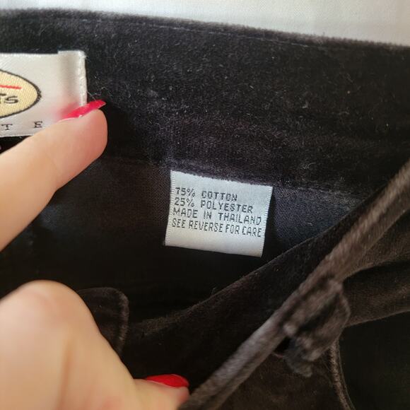 90s Vintage Talbots Black Velvet Velour Straight Mid Rise Stretch Pants Size 12P - Picture 3 of 11